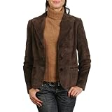 BGSD Women's Heritage Three-Button Suede Leather Blazer - Misses & Petite