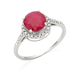 Miore - JM021R1WO - Bague Femme - Or blanc 375/1000 (9 ct) 1.84 gr - Rubis - Diamant 0.17 cts - T 54