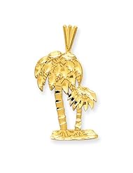 14k Yellow Gold Palm Trees Pendant.