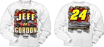 Jeff Gordon NASCAR #24-Drive To End Hunger Flameout Long Sleeve T-Shirt-White