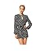 Womens Black White Polka Dot Suit with Belt and Back Spilt Jumpsuit