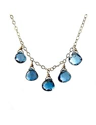 London Blue Topaz and 14k Gold Fill Teardrop Necklace, 16-18"