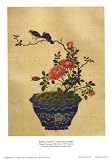 Birds and Blue Vase with Roses - 18th century Chinese Art Print - Poster