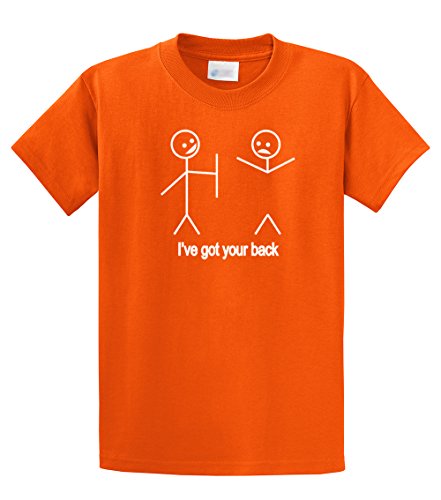 Funny T-Shirt Stick Figures I Got Your Back-orange-medium