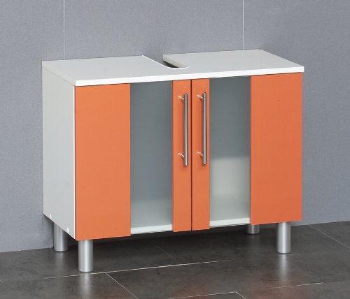 Badezimmer / Bad Waschbeckenunterschrank Weiß / Orange