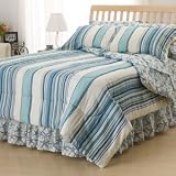 Nautical Starfish Striped Blue Striped Reversible Full Comforter Sheet Bed Bag Set 8 Piece
