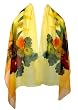 SilkNOW Hand Painted Orange and Yellow 100% Pure Silk Chiffon Georgette Scarf with Beautiful Multi Colored Floral Pattern