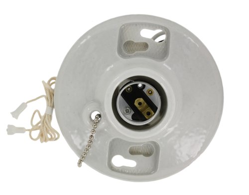 Leviton 29816-C2 One-Piece Glazed Porcelain Outlet Box Mount, Incandescent Lampholder, White