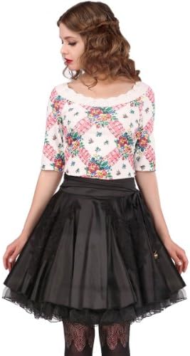 Artka Women's Retro Perforated Knit Collar Half Sleeve T-Shirt,Multicoloured,M