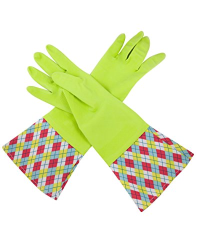 Brighten Up Reusable Latex Cleaning Gloves For Bathroom, Drain, and House Cleaning, Light Green