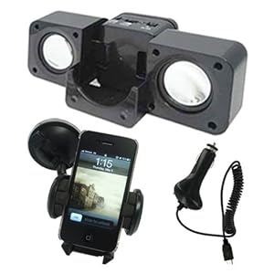 Premium Car Charger+MP3 Car Holder+Black Speaker Fold-up Docking Station For Sandisk Sansa Clip+Plus Premium Car Charger+MP3 Car Holder+Black Speaker Fold-up Docking Station For Sandisk Sansa Clip+Plus