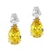 Canary Yellow cz Diamond Dangling Earrings Bridesmaid
