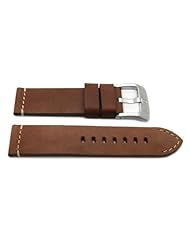 20mm Genuine Smooth Leather Anti-Allergic Brown Panerai Watch Strap