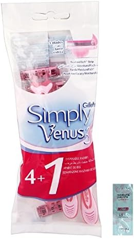 Simply Venus 3 Disposable Razors, 5 Count w/ Free Loving Care Conditioner Packette
