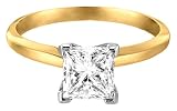 : 14k Yellow Gold Princess Cut Solitaire Diamond Engagement Ring (1/3 ct, H-I Color,SI2-I1Clarity), Size 6