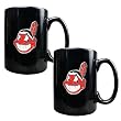 Cleveland Indians 2pc Black Ceramic Mug Set - Primary Logo MLB Baseball
