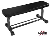 XMark Fitness Flat Weight Bench with Dumbbell Rack