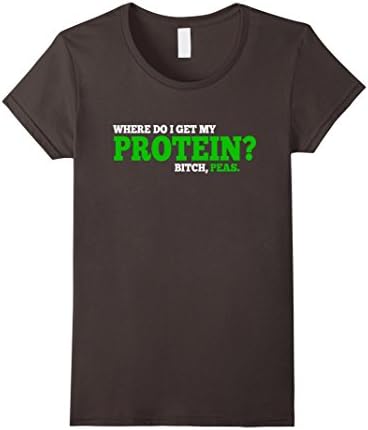 Women's Where Do I Get My Protein? Bitch Peas - Funny Vegan Shirt Medium Asphalt