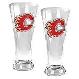 Calgary Flames 2pc 19oz Pilsner Glass Set - Primary Logo NHL Hockey