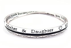 Bracelet - B264 - Bangle Style - Inscribed with "Mothers and Daughters Share an Everlasting Bond" ~ Silver Tone Metal (68mm)