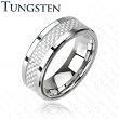 Tungsten Carbide Ring with White Carbon Fiber Center Inlay