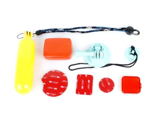 GoPro Bundle Set Backdoor Floaty Anti Sink Float Box with 3m Adhesive Sticker / Aqua Surfboard Mount with Adhesive Anchor and Camera Tether Kit / Diving Bobber Floating Hand Grip Mount / Yellow Diving Housing Underwater PC Red Color Filter Cover for Hero 3+ / Hero 3 Plus Camera