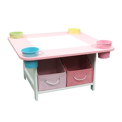 Baby: Activity Table with Buckets and Bins   White/ Pink