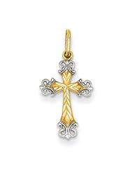 14k & Rhodium Cross Charm