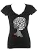 Women's Afro Hair Woman Rhinestone Bling V-Neck T-Shirts Black 107