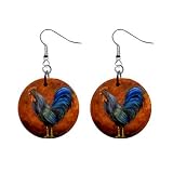 Rooster Chicken Earrings Limited Edition Art Jewelry
