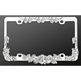 Buy Chrome Metal Car License Plate Frame - Roses