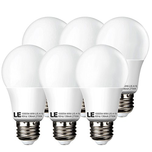 LE 10W A19 E26 LED Bulbs, 60W Incandescent Bulb Equivalent, Not Dimmable, 810lm, Warm White, 2700K, Medium Screw, LED Light Bulbs, Pack of 6 Units