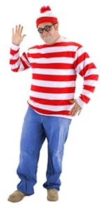 elope Where's Waldo Costume Kit, Red/White, XX-Large