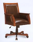 Brown Leather And Wood Frame Office Chair