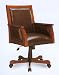 Brown Leather And Wood Frame Office Chair