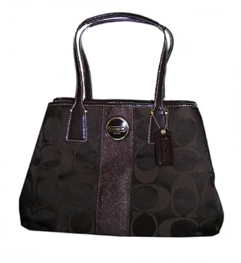 Coach Signature Stripe Framed Carryall Tote/Handbag 18036 Brown