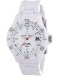 ToyWatch Fluo Time Only Watch FL01WH All White Unisex Plasteramic Plastic Ceramic Date Display Rotating Bezel