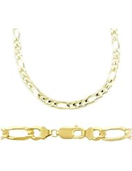 14k Solid Yellow Gold New Figaro Link Bracelet 7mm 8.5"