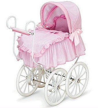 Toddler Girls Baby Doll Canopy Stroller Bed Victorian Pram Buggy Furniture Pretend Play for Babydoll - American Girl + More!