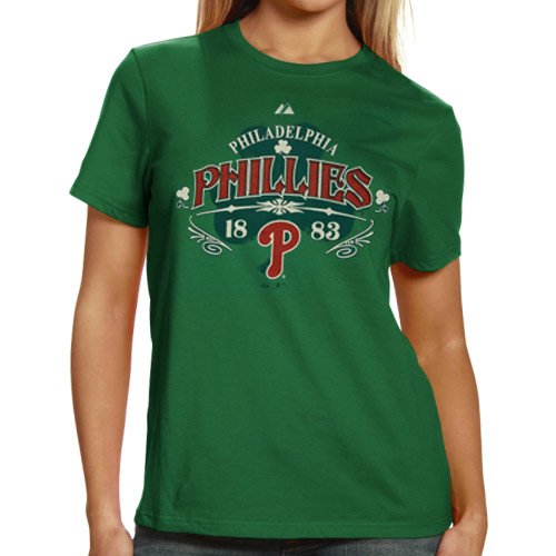 Majestic Philadelphia Phillies Ladies Kelly Green Clover Contender T-shirt (Medium)