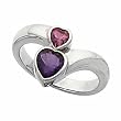 14K White Gold Heart Cut Amethyst and Rhodolite Garnet Ring