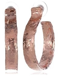 Kenneth Jay Lane Polished Rose Gold Hammered Post Hoop Earrings