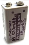 iPower 520mAh 9V Lithium Polymer Pro Rechargeable Battery