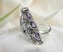FANCY DAZZLING TRIPLE GEM Designer Sterling Silver Brazilian Amethyst Ring