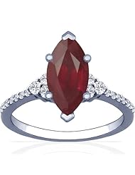 Platinum Marquise Cut Ruby Ring With Sidestones
