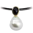 14K Yellow Gold Paspaley South Sea Cultured Pearl and Onyx Pendant - 11.00mm