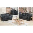 All Italian leather seating black sofa and chair