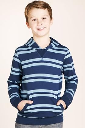 Cotton Rich Stripe Hooded Sweat Top
