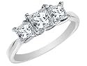 Diamond Engagement Anniversary Three Stone Ring 1.5 Carat (ctw) in 14K White Gold (Certified)