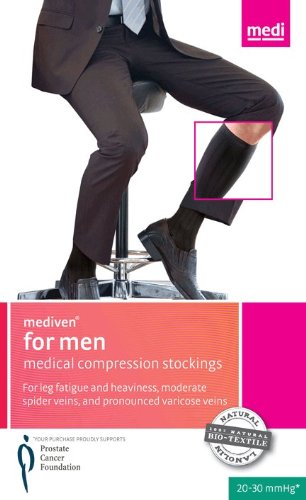 Mediven for Men Ribbed Knee High 20-30mmHg Closed Toe, III, Black